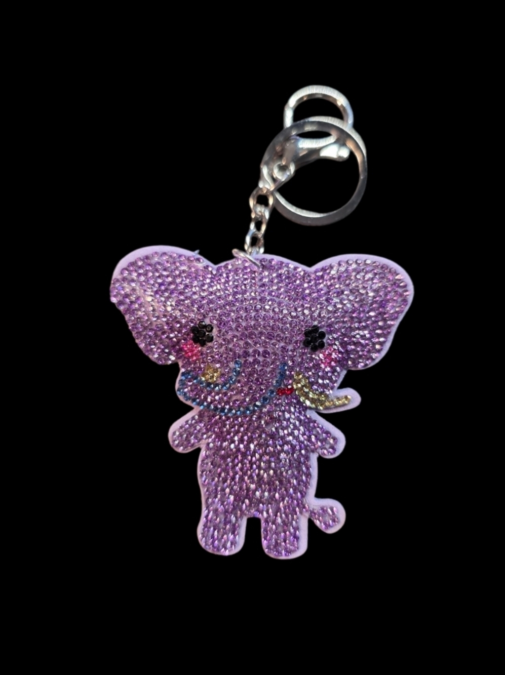 Purple Elephant Crystal Keychain Bag Charm